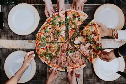 pizza slices are shared