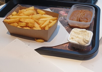 truffle mayo with fries and brown sauce